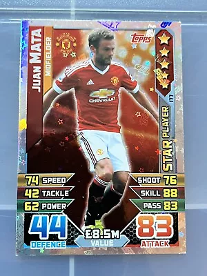 Topps Match Attax Premier League 2015-2016 Juan Mata STAR PLAYER MANCHESTER UTD • £1.65