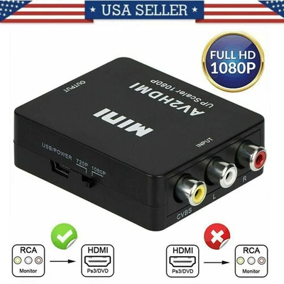 $7.49 • Buy RCA AV To HDMI HD Converter Composite CVBS Video Adapter Wii NES SNES