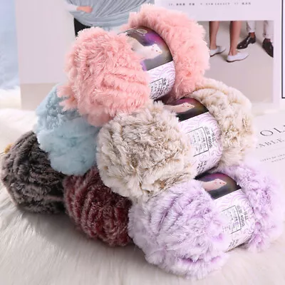 50g Faux Fur Mink Yarns Hand Knitting Crochet Soft Chunky Baby Wool Yarns Thread • $3.85
