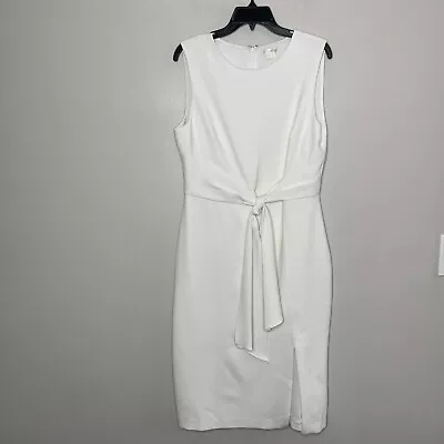 SHOSHANNA Nuri Dress Womens 12 White Sleeveless Tie Front Knee Length Sheath • $39.99