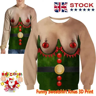 Ugly Christmas Jumper Sweater Mens Women Funny 3D Print Sweatshirt Xmas Pullover • £14.99