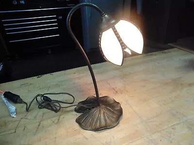 Vintage Lamp Lily Pad Table Lamp L &L Brass 1960's Estate Find (one Broken Glass • $154