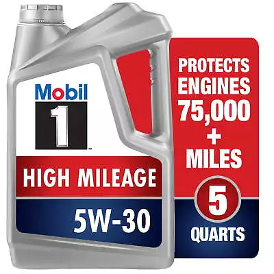 Mobil 1 High Mileage Full Synthetic Motor Oil 5W-30 5 Quart • $27.97