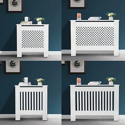 £41.62 • Buy White Radiator Cover Modern Traditional Wood Grill Cabinet Shelf Furniture MDF