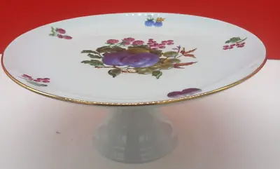 VINTAGE NAAMAN ISRAEL PORCELAIN PEDESTAL FOOTED CAKE & FRUIT Dessert PLATE • $34.95