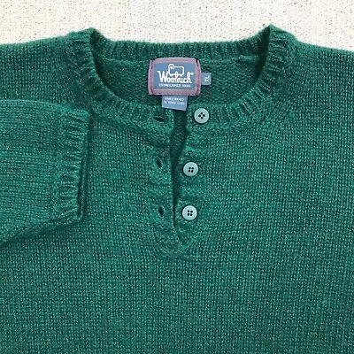 VINTAGE Woolrich Sweater Womens Extra Large Dartmouth Green Wool Henley Pullover • $34