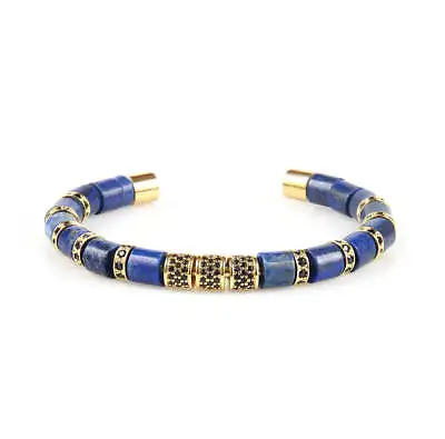 Lapis Lazuli & Gold Beads Cuff Bracelet • $69.99