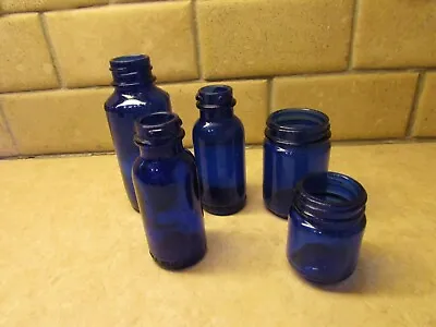 Vintage  Bromo Seltzer & Vicks Vaporub Cobalt Blue Bottles • $16.99