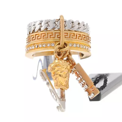 Versace Charm Crystal Ring Gold Toned Silver Toned 1001448-1A00621 Band Sz6 1/2 • $359.99