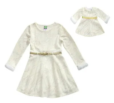 Girl 4-14 And Doll Matching Cream Gold Holiday Fit Flare Dress Ft American Girls • $29.99