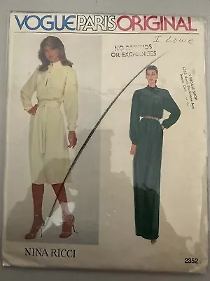 Vintage Pattern Vogue Paris Original Nina Ricci 2352 Sz8 • $12.93