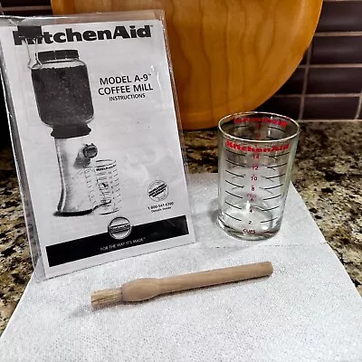 KitchenAid Coffee Grinder/Burr Glass Measuring Cup Cleaning Brush & Manual EUC • $44.99