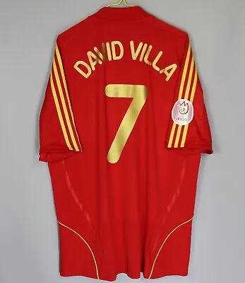 Spain National Team 2008/2009 Home Football Shirt Jersey Adidas #7 David Villa • £107.99