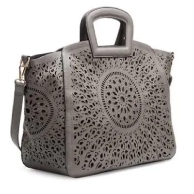 Melie Bianco Grey (stone) Vegan Leather Laser Cut Oversized Tote-jhandbag • $99