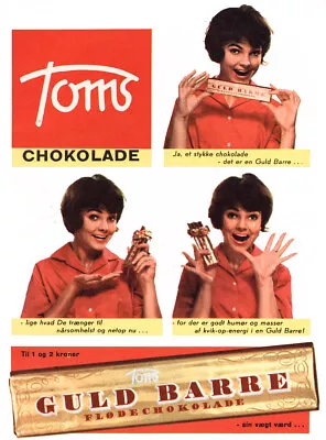 1962 Toms Chokolade: Guld Barre Dutch Vintage Print Ad • $6.75