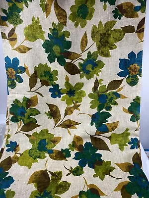 Vintage Linen Vat Dyes Screen Printed Burlap Fabric New Old Stock 3 Yd Floral • $60