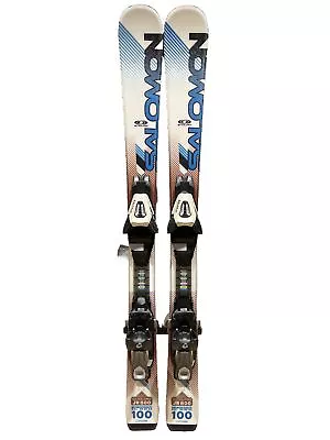 Salomon Enduro JR 800 Skis Kids 100cm Monocoque Adjustable Bindings White • $125