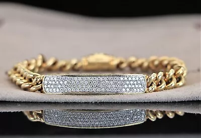 $9200 David Yurman 18K Solid Yellow Gold Petite Pave Diamond ID Chain Bracelet • $5500