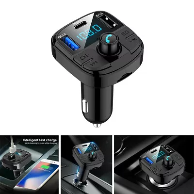 Auto Car FM Wireless Bluetooth MP3 Player Adapter 5V 2.4A QC3.0 Dual USB Charger • $17.09