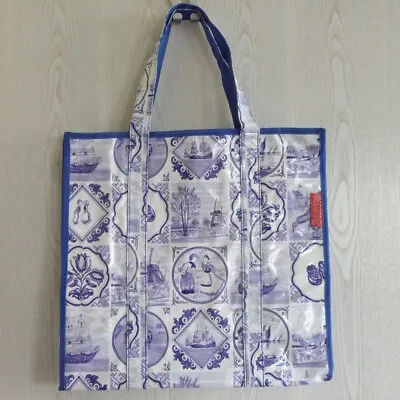 Shopper Sac Promobag Oilcloth Dutch Blue PVC Bag Shabby Chic Snazzy • £40.48