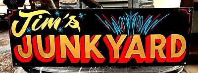 YOUR NAME HERE Junkyard Garage Painted HOT ROD SHOP SIGN Pinstriped Wall Art • $39