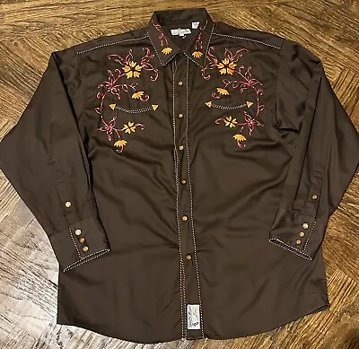 NEW Panhandle Slim Retro Western Embroidered Pearl Snap Floral Shirt Mens L • $69.99