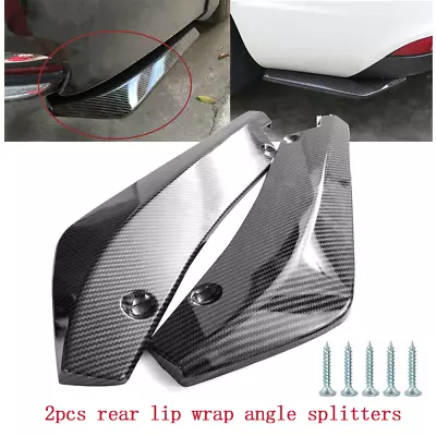 $16.99 • Buy 2pcs Universal Carbon Fiber Rear Bumper Lip Diffuser Splitter Canard Protector B