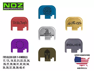 Slide Cover Back Plate For Glock 17 19 Gen 1-4 Aluminum - Black Patriotic Images • $20.89