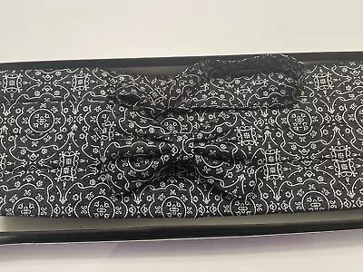 Black & White Silk  Brocade Cummerbund And Bow Tie Up To 40  In. Waist   Vintage • $29