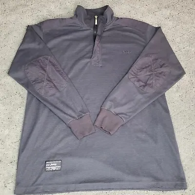 Jeep Jacket Mens Large Gray 1/4 Zip Pullover Lightweight Elbow Patches • $14.99