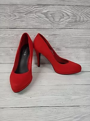 Marks & Spencer Insolia Red Faux Suede Court Heel Shoes Size 5.5. PW2003726 • £13