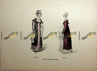 La Belle Assemblee London 1816/17 Fashion Book Illustration (Print) 1909 • $19.88