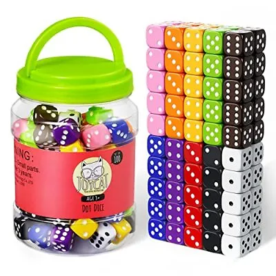 JoyCat 100 16mm 6 Sided Dice Set Standard Game Dice Kids For Board Games Dice • $18.39