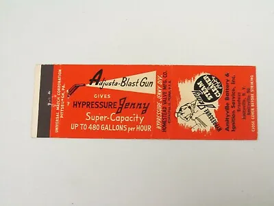 AC239 Matchbook Cover Hypressure Jenny Steam Cleaner Amityville NY New York • $4.99