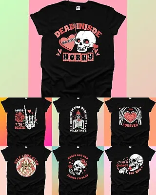 Dead Horny Psycho Skull Tshirt Men's Woman Valentine Goth Funny Love Horror UK • £9.99