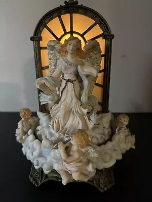 Vintage 1999 Avon Divine Angel With Cherubs Light Up Music Box Caucasian • $14.99