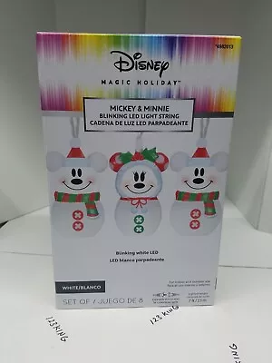 Disney Mickey & Minnie 8 Ct 7-ft MultiFunction White LED Christmas String Lights • $27
