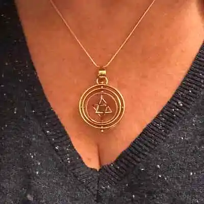 $16.99 • Buy Large Brass Tribal Gyroscope Sacred Geometry Spinner Pendant Necklace