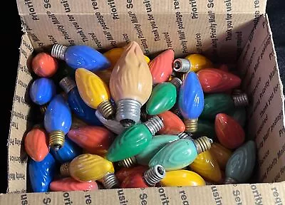 Vintage Lot Of 50 GE Ceramic Swirl C-9 Outdoor Christmas C9Light Bulbs 1950 • $120