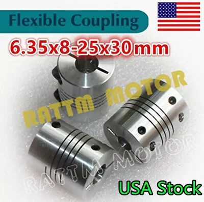 3Pcs 6.35x8mm Stepper Motor Jaw Shaft Coupler Couplings 25x30mm CNC Router【USA】 • $10