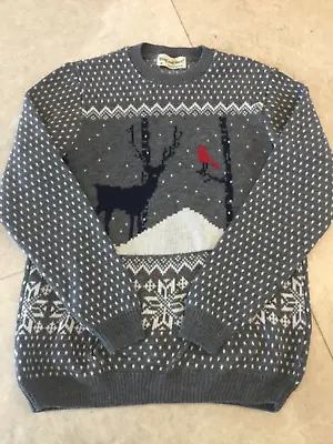 Mens Nordic Christmas Jumper STAG AND HART Xmas Reindeer Knitwear Sweater Top M • £14.99