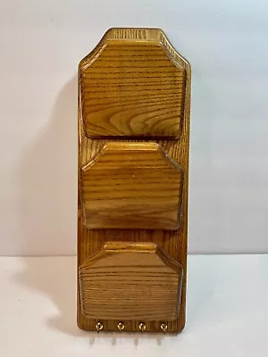 Vintage Wood Mail And Letter Wall Organizer Office Mail Decor 16  • $25.99