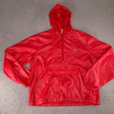 VINTAGE Izod Lacoste Nylon Jacket Windbreaker Mens Large Red Pullover Hooded • $41.95