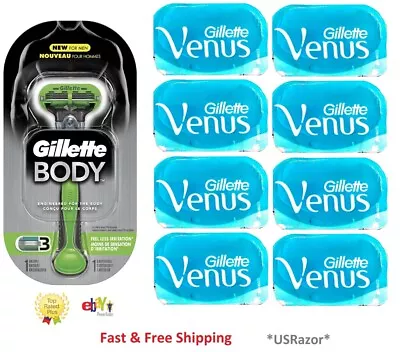9 Gillette Cartridges 8 Venus Razor Blades Refill Body Shaver Handle Fit Embrace • $22.49