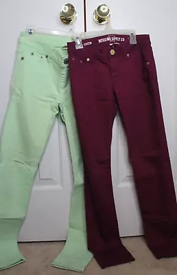 LOT OF 2: Women's Colored Jeans Light Green/Fuchsia Size 3/ Small Skinny Jean • $15