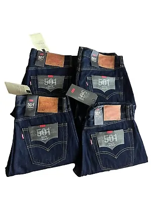 Levis 501 Jeans Original Straight Fit Levi Jean Dark Blue Denim Classic Multiple • £29.99