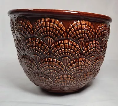 Haeger Pottery Brown Shell Scallop Planter 5065 USA Planter Bowl 5in Tall 7in Wd • $12.19