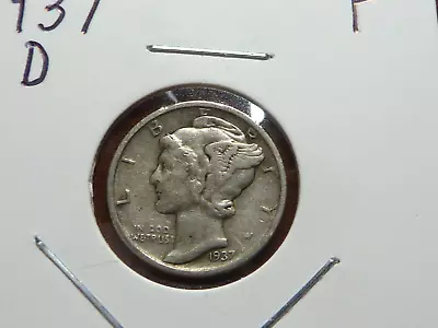 1937-d  MERCURY DIME  F • $4.79