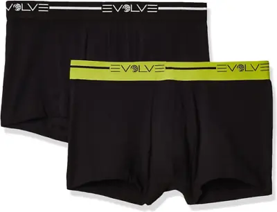 Evolve Men's Cotton Stretch No Show Trunk Underwear Medium Black/Black  • $17.95