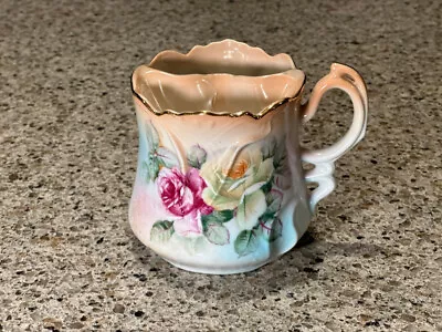 BRANDENBURG Porcelain MUSTACHE TEA MUG CUP Pink Flowers Floral Anchor Antique • $12.99